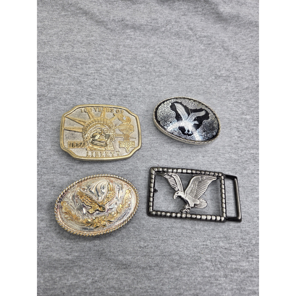 Lot of 4 American Eagle Liberty Alpaca Mexico Sturdy Belt Buckles